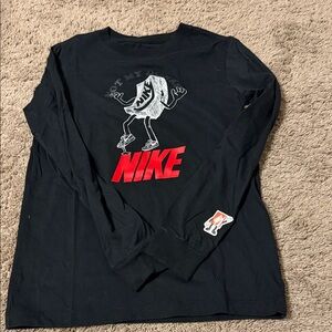 Nike Black and Red Graphic Long Sleeve Tee